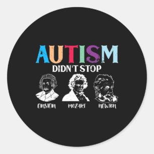 Pegatina Redonda El autismo no detuvo la conciencia sobre el autism