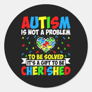 Pegatina Redonda El Autismo No Es Un Problema Que Hay Que Resolver: