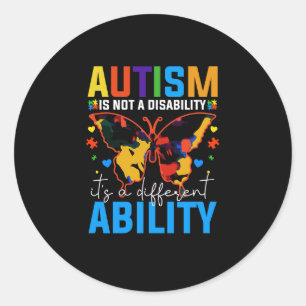 Pegatina Redonda El Autismo No Es Una Discapacidad, Es Diferente
