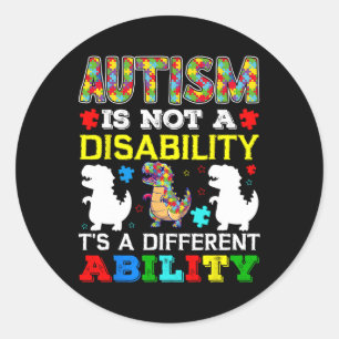 Pegatina Redonda El autismo no es una discapacidad, es una habilida