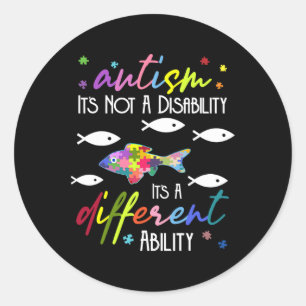 Pegatina Redonda El autismo no es una discapacidad, es una habilida