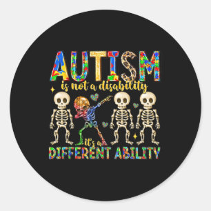Pegatina Redonda El autismo no es una discapacidad, es una habilida