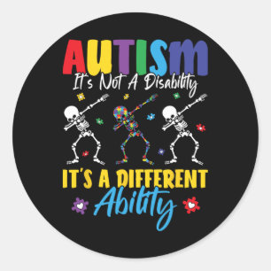 Pegatina Redonda El autismo no es una discapacidad, es una habilida