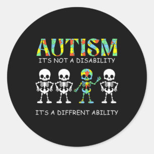 Pegatina Redonda El autismo no es una discapacidad, es una habilida