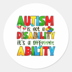 Pegatina Redonda El autismo no es una discapacidad, es una habilida