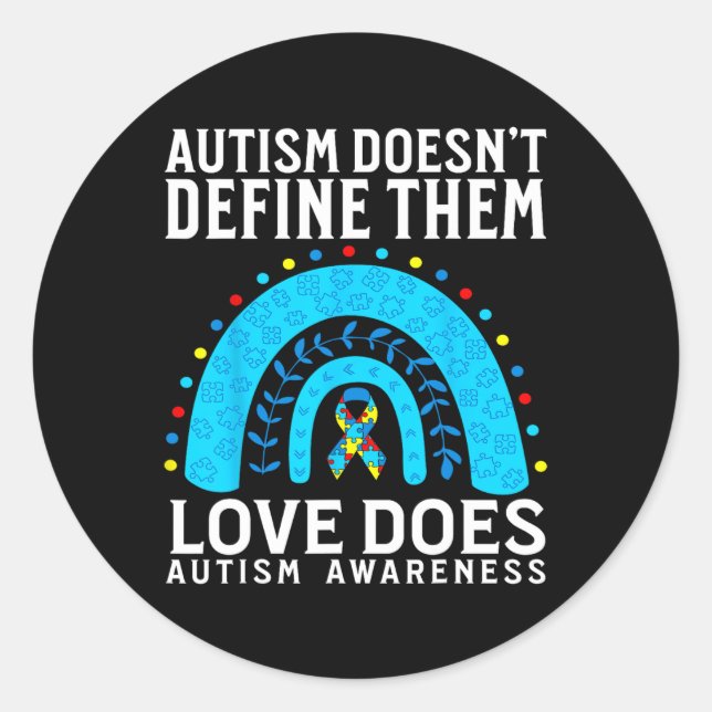 Pegatina Redonda El autismo no los define el amor hace que el autis (Anverso)