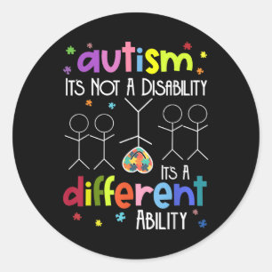 Pegatina Redonda El Autismo No Una Discapacidad Es Una Habilidad Di