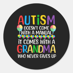 Pegatina Redonda El autismo no viene con una conciencia manual del