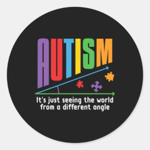 Pegatina Redonda El autismo - sólo está viendo el ángulo diferente 
