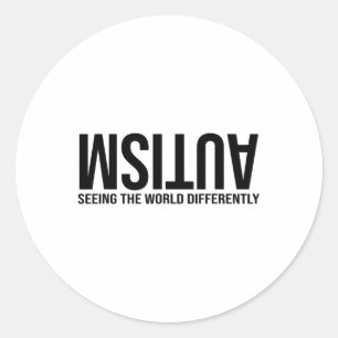 Pegatina Redonda El autismo ve el mundo de manera diferente como un
