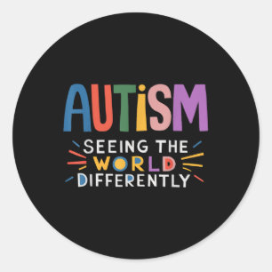 Pegatina Redonda El Autismo Viendo Al Mundo Apoyar El Autismo De Ma