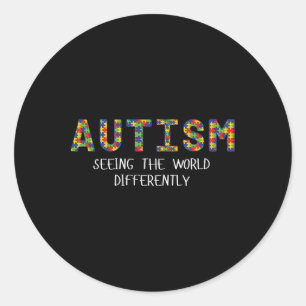 Pegatina Redonda El Autismo Viendo El Mundo De Manera Diferente
