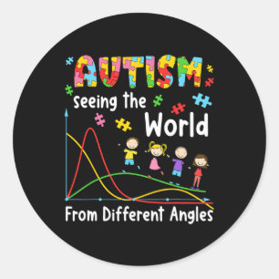 Pegatina Redonda El Autismo Viendo El Mundo Desde Diferentes Ángulo