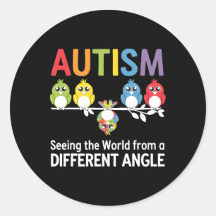 Pegatina Redonda El Autismo Viendo El Mundo Desde Un Ángulo Diferen