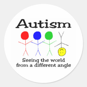 Pegatina Redonda El Autismo Viendo El Mundo Desde Un Ángulo Diferen
