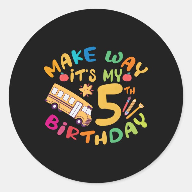 Pegatina Redonda El Autobús Escolar Es Mi Py 5 (Anverso)