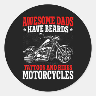 Pegatina Redonda El Awesome Dads Dispone De Bearts Tattoos Y Motocy