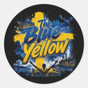 Pegatina Redonda El Azul-Amarillo - el apodo de Suecia