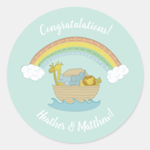 Pegatina Redonda El Baby Shower Ark Boho de Noah