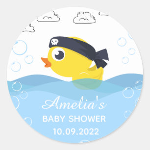 Pegatina Redonda El Baby Shower de Rubber Duckie Boy