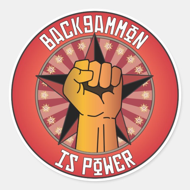 Pegatina Redonda El Backgammon Es Poder (Anverso)