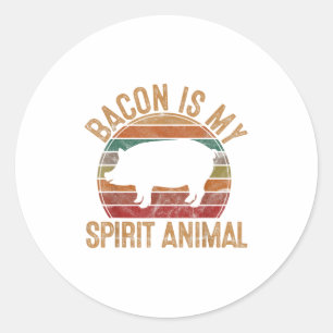 Pegatina Redonda El Bacon Es Mi Espíritu El Regalo Animal Retro El