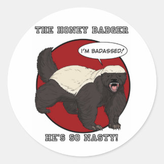 Pegatina Redonda El Badassed Honey Badger