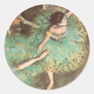 Pegatina Redonda El Bailarín Verde de Edgar Degas, Ballet Antiguo