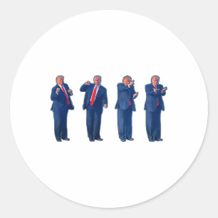Pegatina Redonda El baile Trumpty Trump bailando 4 de julio _1