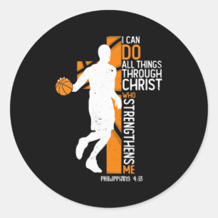 Pegatina Redonda El baloncesto me encanta todo lo que puedo hacer