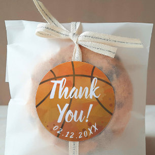 Pegatina Redonda El baloncesto temático le agradece
