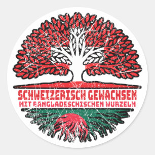 Pegatina Redonda El bangladesí Schweizer Schweiz Baum