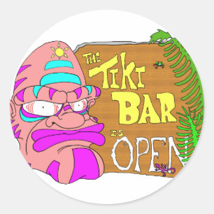 Pegatina Redonda El bar Tiki está abierto