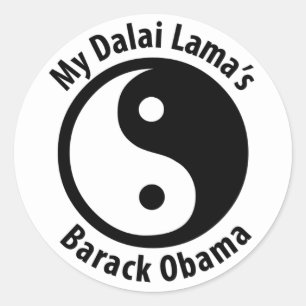 Pegatina Redonda El Barack Obama de mi Dalai Lama