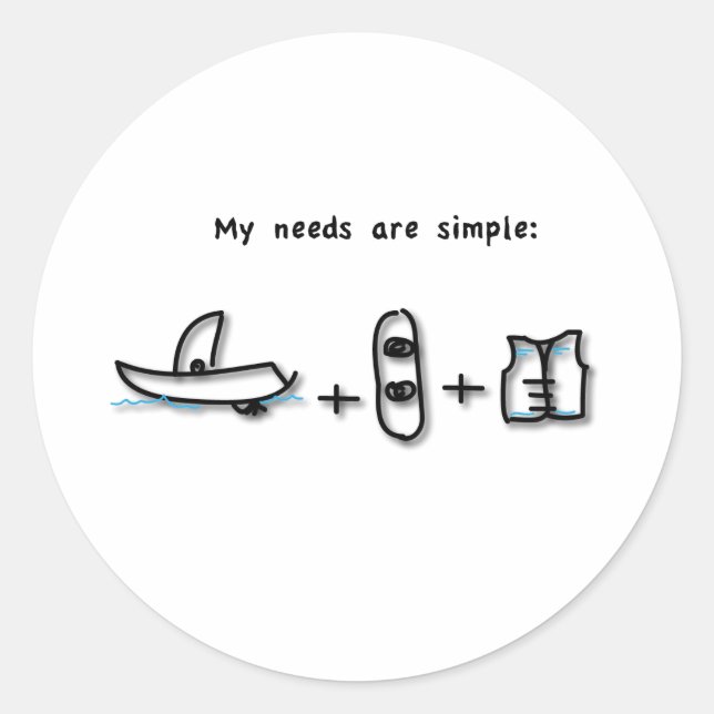 Pegatina Redonda El barco es todo lo que necesito (Anverso)