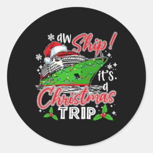 Pegatina Redonda El barco es un viaje de Navidades familia de cruce