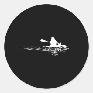 Pegatina Redonda El barco retro Kayak Lover Canoeing Kayaking Paddl