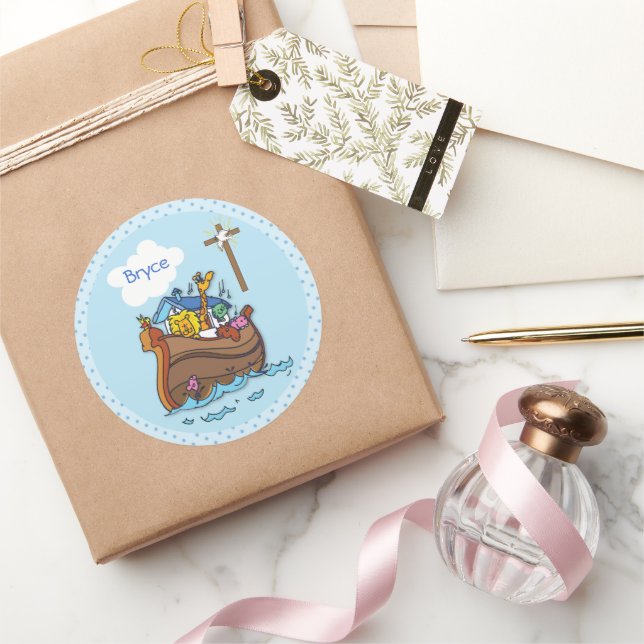 Pegatina Redonda El bautismo de bebé árabe del personalizable Noé,  (Regalar)