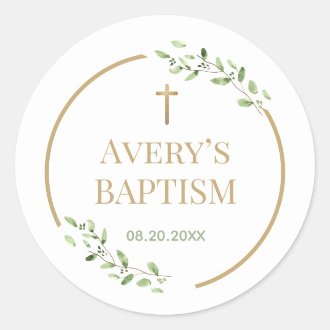 Pegatina Redonda El bautismo moderno era el Personalizable cruzado  (Anverso)