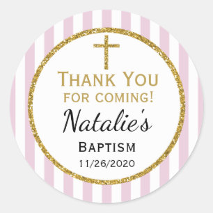 Pegatina Redonda El bautismo rosado de los chicas del oro le