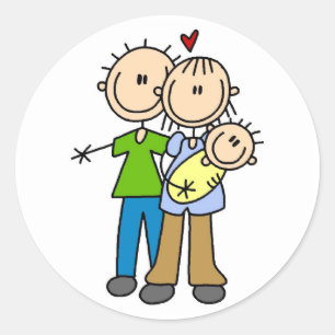 Pegatina Redonda El bebé hace tres camisetas y regalos