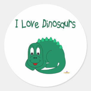 Pegatina Redonda El bebé lindo dejó dinosaurio verde que amo a los