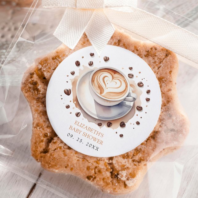 Pegatina Redonda El bebé neutral de género está preparando café Bab (Subido por el creador)