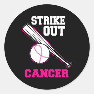 Pegatina Redonda El béisbol elimina la conciencia sobre el cáncer d