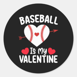 Pegatina Redonda El béisbol es mi deporte de San Valentín