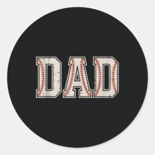 Pegatina Redonda El Béisbol Papá Feliz Día Del Padre Camisetas Para