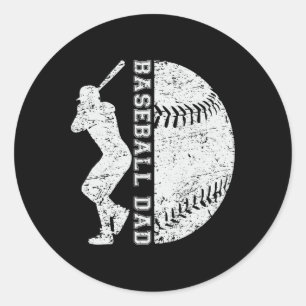 Pegatina Redonda El Béisbol Retro Papá Feliz Día De Los Padres Para
