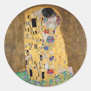 Pegatina Redonda El beso de Gustav Klimt