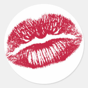 Pegatina Redonda El beso, los labios rojos