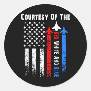 Pegatina Redonda El Blanco Rojo Y El Azul Patriótico Del 4 De Julio